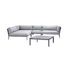 Cane-Line Conic soffgrupp 2st 2-sitsavslut, mittdel, daybed & bord Ljusgrå med l