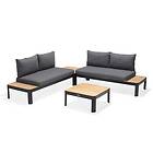 Lifestyle Garden Portals soffgrupp Teak/svart med grå dyna 2 st 2-sitsavslut & 2