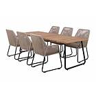 Brafab Midway & Nolli matgrupp Beige/teak 6 karmstolar & bord 225x90 cm