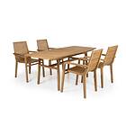 Brafab Volos matgrupp Teak 4 karmstolar & bord 132-182x75 cm