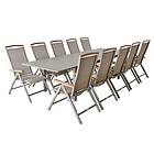 Brafab Lomma & Andy matgrupp Khaki/teak 10 stolar & bord 180-300 x 100 cm