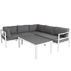 Venture Home Loungegrupp Copacabana med Belle Soffbord 2+3 Utomhus hörn+mitten-vit/Grå+Brasilia bord 60*110 vit GR18096