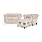 Manor House Soffgrupp Chesterfield Deluxe Sammet Grupp 1 2+1+Fotpall Beige 547560