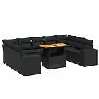 vidaXL Loungegrupp 10 delar med svarta dynor konstrotting 3272777