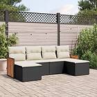 vidaXL Loungegrupp med dynor 6 delar svart konstrotting 3260299