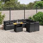 vidaXL Loungegrupp 10 delar med svarta dynor konstrotting 3271006