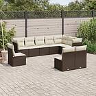 vidaXL Loungegrupp 10 delar med brun dynor konstrotting 3217803