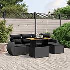 vidaXL Loungegrupp med dynor 6 delar svart konstrotting 3275806