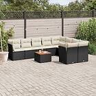 vidaXL Loungegrupp 10 delar med svarta dynor konstrotting 3256147