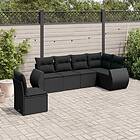 vidaXL Loungegrupp med dynor 6 delar svart konstrotting 3253762