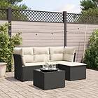 vidaXL Loungegrupp för trädgården med dynor 5 delar svart konstrotting 3249385