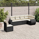 vidaXL Loungegrupp med dynor 6 delar svart konstrotting 3253763