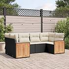 vidaXL Loungegrupp med dynor 6 delar svart konstrotting 3260341