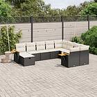 vidaXL Loungegrupp 10 delar med svarta dynor konstrotting 3259557