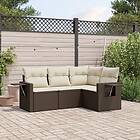 vidaXL Loungegrupp för trädgården med dynor 4 delar konstrotting brun 3220112