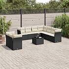vidaXL Loungegrupp 10 delar med svarta dynor konstrotting 3249685