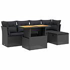 vidaXL Loungegrupp med dynor 6 delar svart konstrotting 3275463