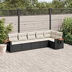 vidaXL Loungegrupp med dynor 6 delar svart konstrotting 3259228