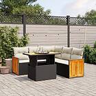 vidaXL Loungegrupp med dynor 6 delar svart konstrotting 3273954