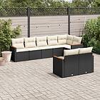 vidaXL Loungegrupp för trädgården med dynor 8 delar svart konstrotting 3258549