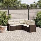 vidaXL Loungegrupp för trädgården med dynor 5 delar brun konstrotting 3218943