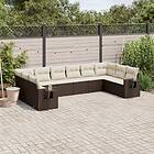 vidaXL Loungegrupp 10 delar med brun dynor konstrotting 3220672