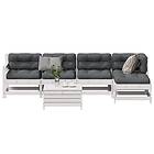 vidaXL Loungegrupp med dynor 6 delar vit massiv furu 3250981