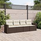 vidaXL Loungegrupp för trädgården med dynor 4 delar konstrotting brun 3218673