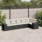 vidaXL Loungegrupp med dynor 6 delar svart konstrotting 3254923