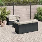 vidaXL Loungegrupp med dynor 6 delar svart konstrotting 3249085