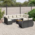 vidaXL Loungegrupp 10 delar med svarta dynor konstrotting 3257484