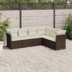 vidaXL Loungegrupp för trädgården m dynor 6 delar brun konstrotting 3249522