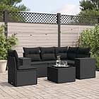 vidaXL Loungegrupp med dynor 6 delar svart konstrotting 3254912