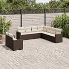 vidaXL Loungegrupp för trädgården med dynor 9 delar konstrotting brun 3219143