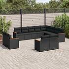 vidaXL Loungegrupp med dynor 12 delar svart konstrotting 3258912