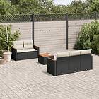 vidaXL Loungegrupp med dynor 6 delar svart konstrotting 3258185