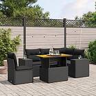 vidaXL Loungegrupp med dynor 6 delar svart konstrotting 3272637