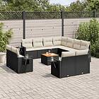 vidaXL Loungegrupp med dynor 12 delar svart konstrotting 3257155