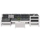 vidaXL Loungegrupp med dynor 7 delar vit massiv furu 3250921