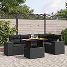 vidaXL Loungegrupp med dynor 6 delar svart konstrotting 3272623