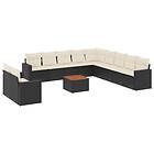 vidaXL Loungegrupp med dynor 12 delar svart konstrotting 3256532