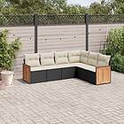 vidaXL Loungegrupp med dynor 6 delar svart konstrotting 3260082