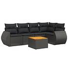 vidaXL Loungegrupp med dynor 6 delar svart konstrotting 3257322