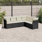 vidaXL Loungegrupp med dynor 6 delar svart konstrotting 3249515