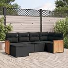 vidaXL Loungegrupp med dynor 6 delar svart konstrotting 3260256