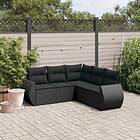 vidaXL Loungegrupp för trädgården med dynor 5 delar svart konstrotting 3253682