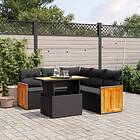 vidaXL Loungegrupp med dynor 6 delar svart konstrotting 3273953