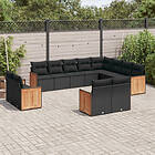 vidaXL Loungegrupp med dynor 12 delar svart konstrotting 3260592