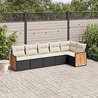 vidaXL Loungegrupp med dynor 6 delar svart konstrotting 3260068