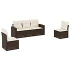 vidaXL Loungegrupp för trädgården med dynor 5 delar brun konstrotting 3218783